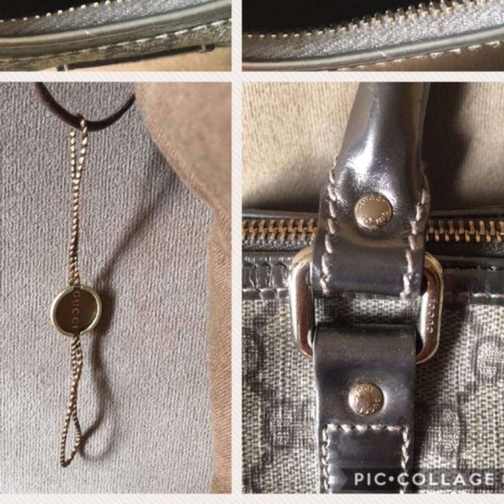 Authenticated Gucci Gray and Black Monogram Bag with dust bag - Picture 6 of 11